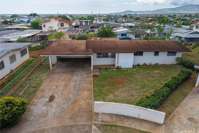 aerial view with a mountain view