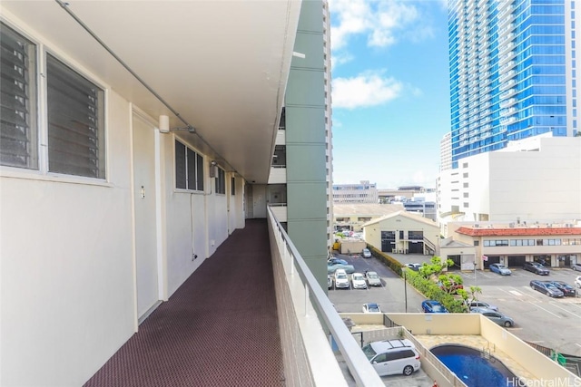 balcony with a view of city