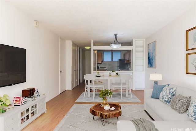 living room featuring light wood-style floors