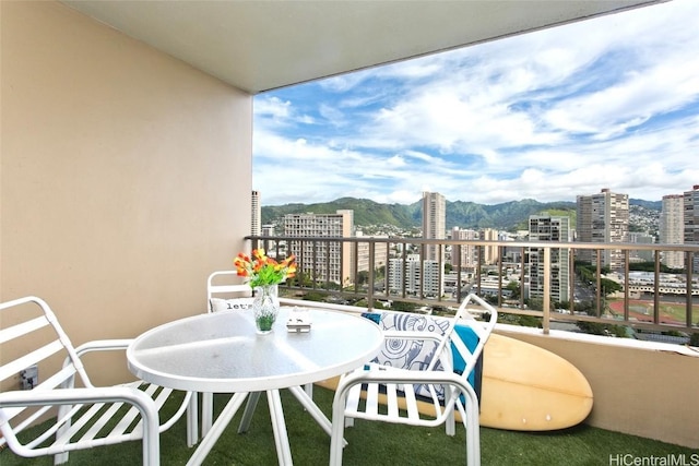 balcony with a mountain view