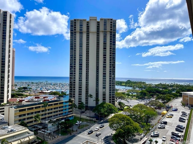 exterior space featuring a water view