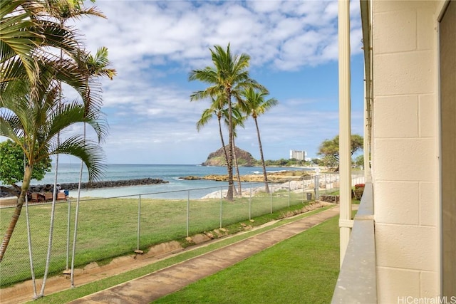 property view of water with fence