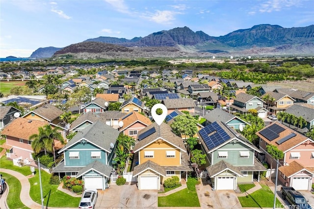 bird's eye view featuring a mountain view