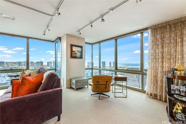 interior space featuring a water view and plenty of natural light