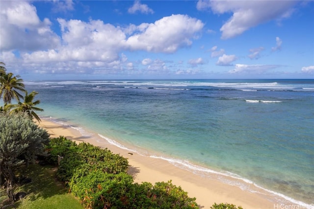 property view of water featuring a view of the beach