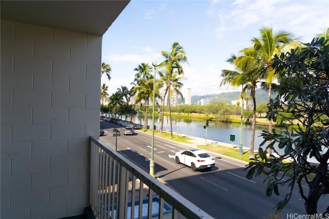 balcony with a water view