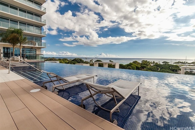 dock area featuring a water view