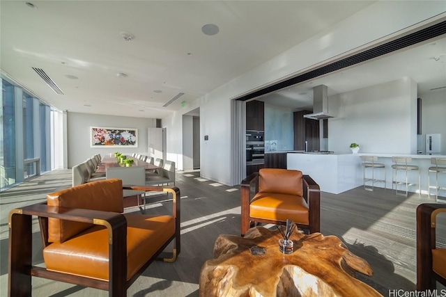 interior space featuring dark wood-type flooring