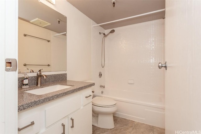 full bathroom featuring vanity, toilet, and tub / shower combination