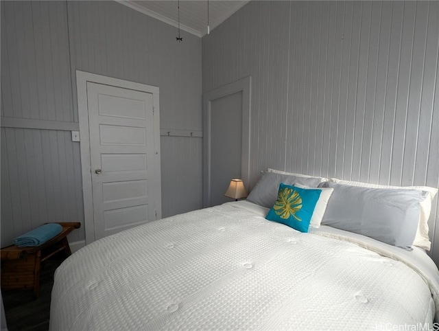 bedroom featuring crown molding