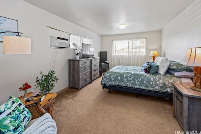 carpeted bedroom featuring cooling unit