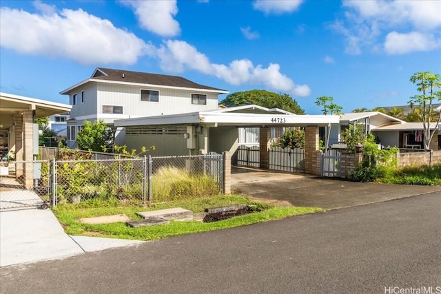 view of front of home with a carport