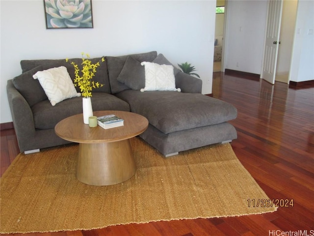 living room featuring dark hardwood / wood-style floors