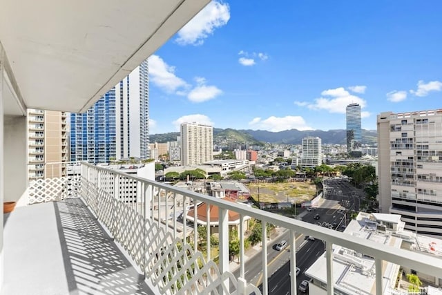 balcony with a mountain view