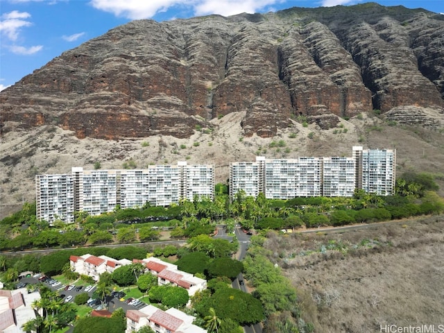 drone / aerial view with a mountain view