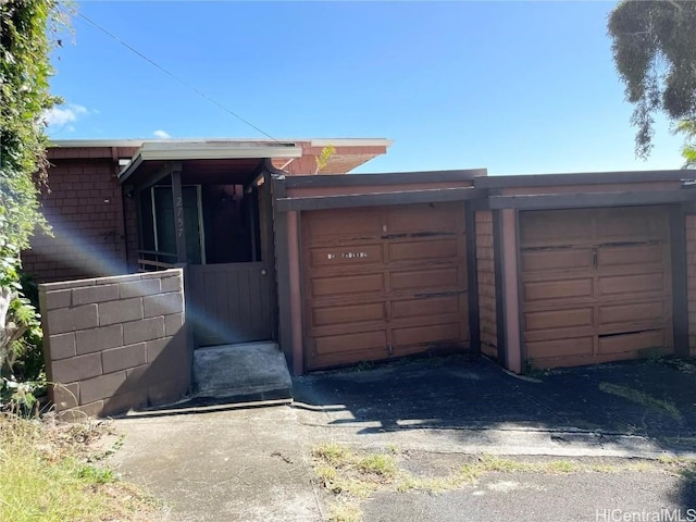 view of garage