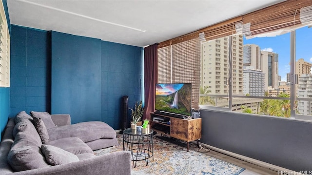 living room with hardwood / wood-style floors