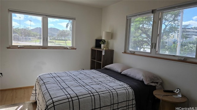 bedroom with a mountain view