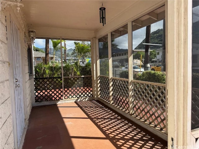 view of unfurnished sunroom