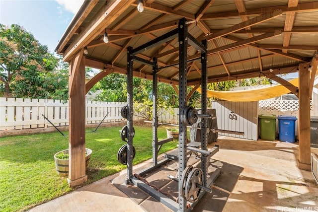 view of property's community featuring a gazebo and a patio