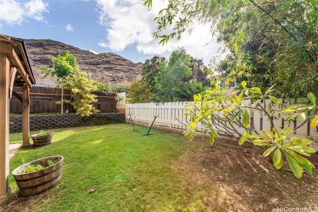 view of yard featuring a mountain view