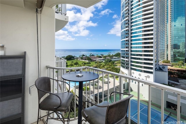 balcony with a water view