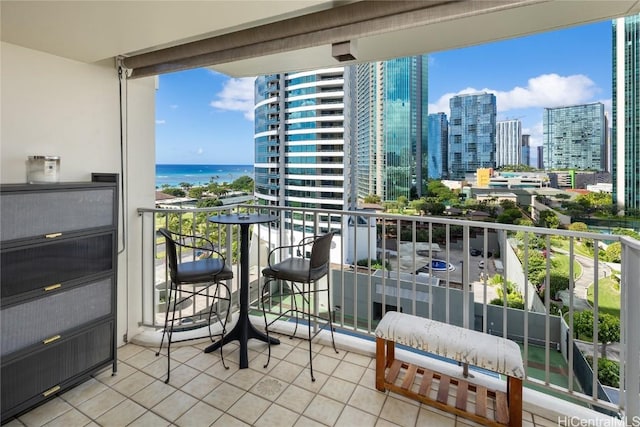 balcony with a water view