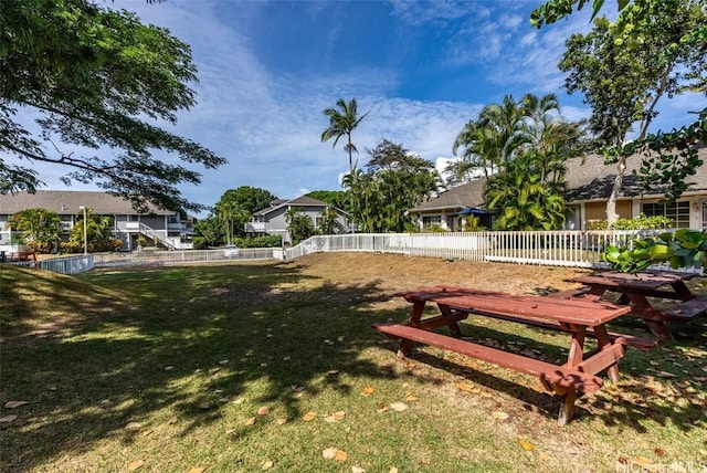 view of yard featuring a fenced backyard