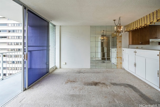 spare room with plenty of natural light, light carpet, and a textured ceiling