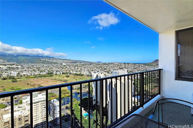 balcony with a mountain view