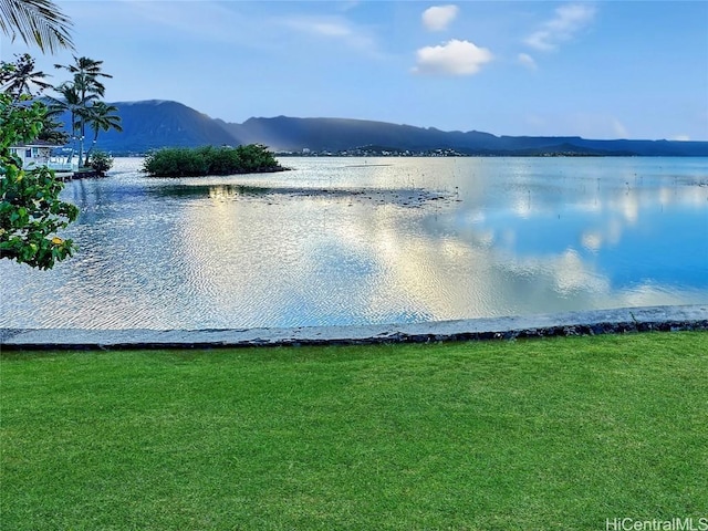 view of water feature with a mountain view