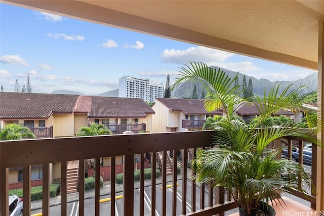 balcony with a mountain view