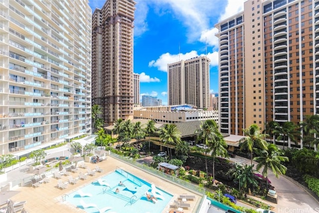 view of pool featuring a patio area