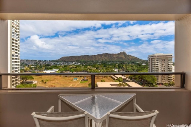 balcony with a mountain view