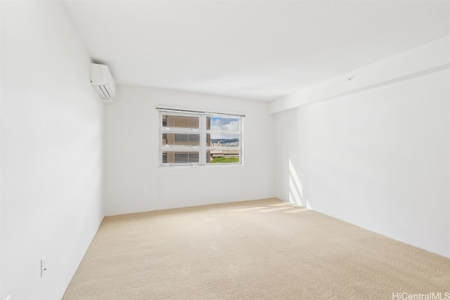 carpeted empty room featuring a wall mounted air conditioner