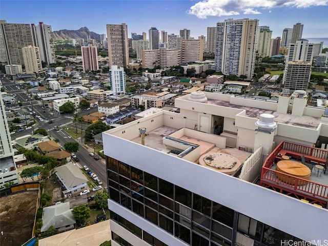 aerial view featuring a mountain view