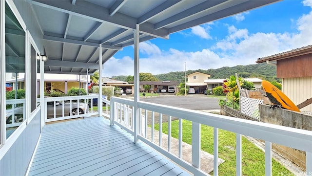 wooden terrace with covered porch