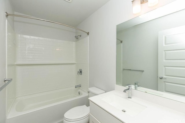 full bathroom featuring vanity, toilet, and shower / bath combination