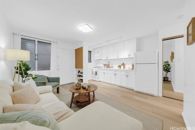 living room with light hardwood / wood-style floors