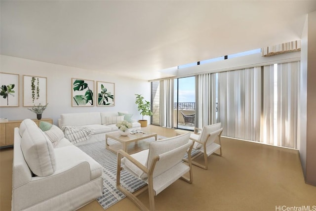 living room with carpet floors