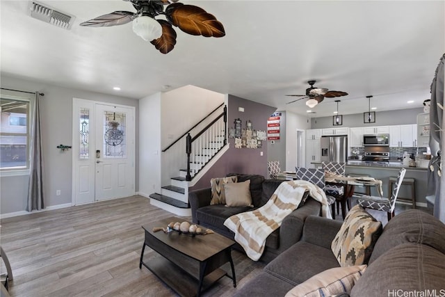 living room featuring light hardwood / wood-style flooring