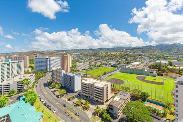 aerial view featuring a mountain view