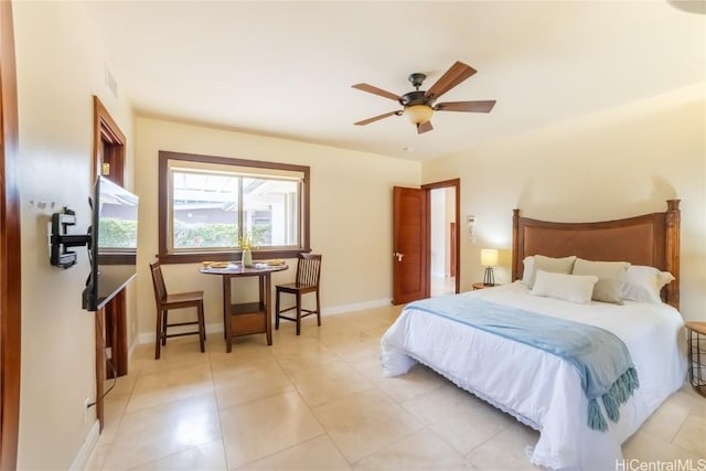 bedroom featuring ceiling fan