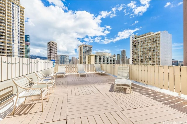 deck with a view of city