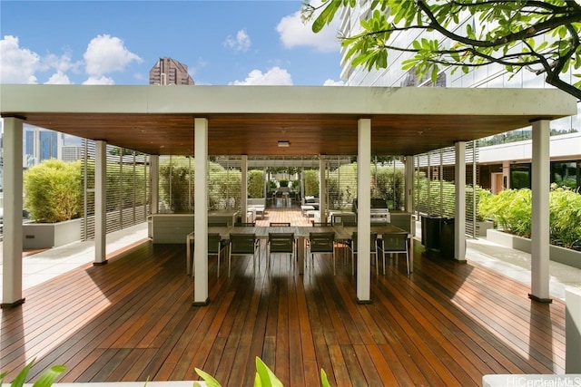 wooden deck with grilling area