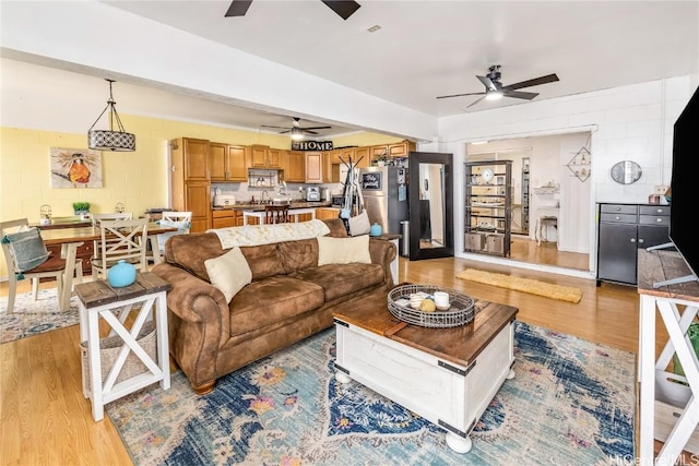 living room featuring light hardwood / wood-style flooring