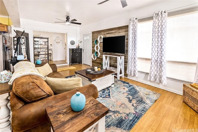 living room with light hardwood / wood-style floors