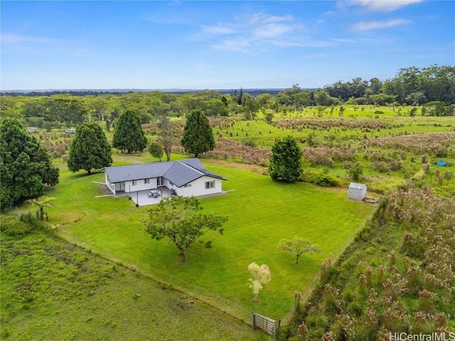 drone / aerial view with a rural view