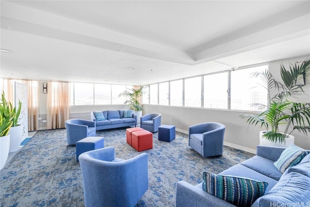 interior space featuring a wealth of natural light and carpet floors