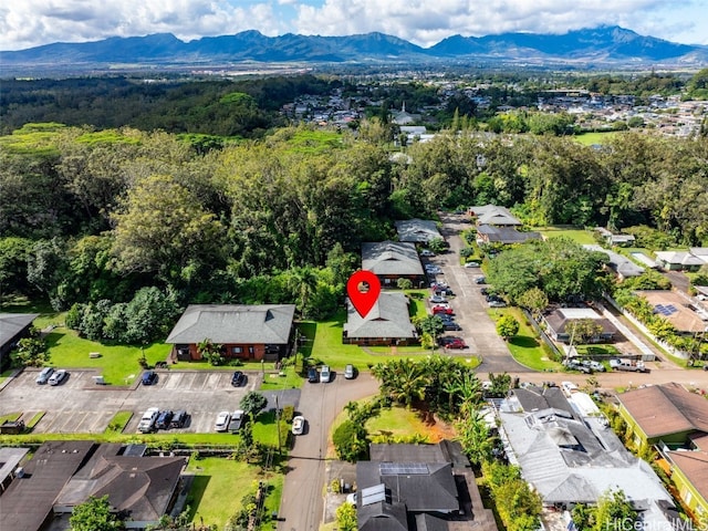 aerial view featuring a mountain view